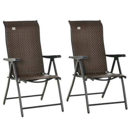 Set of 2 Adjustable Outdoor Rattan Chairs - Durable & Stylish for Patio Dining