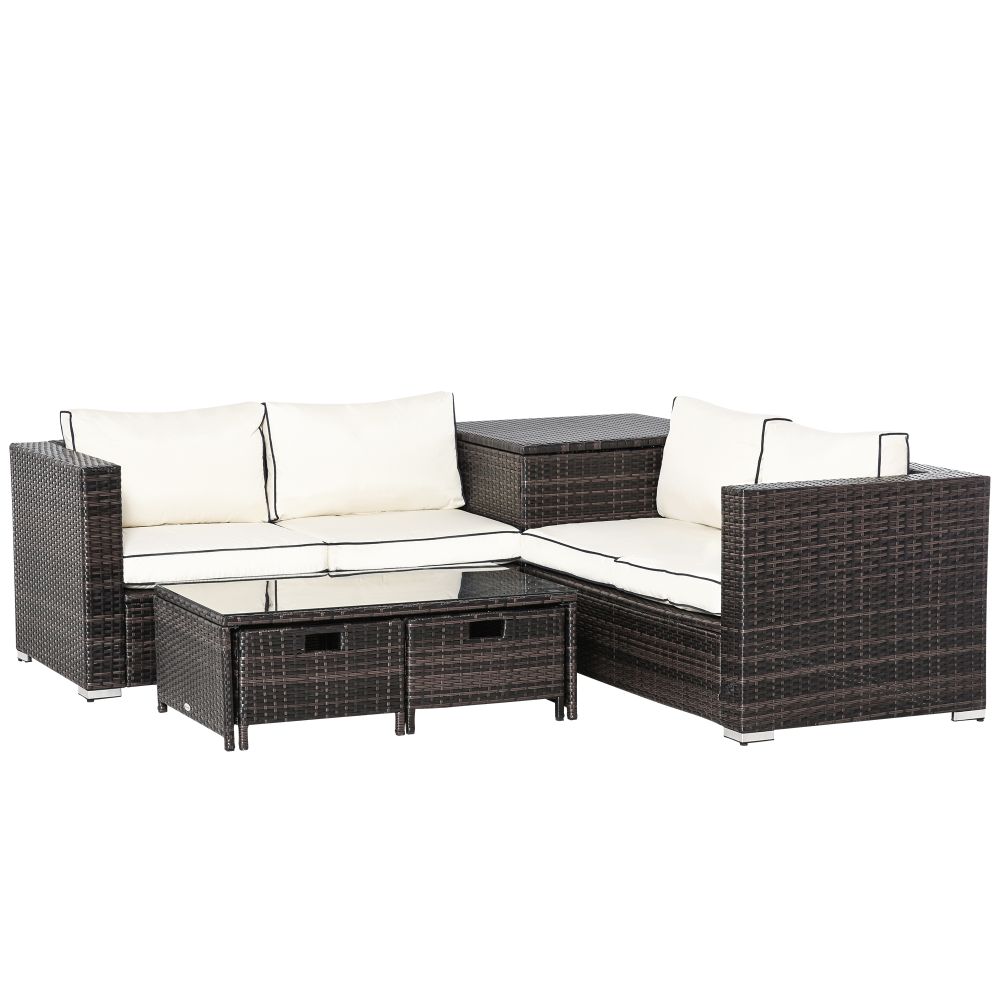 Stylish 4-Piece Rattan Wicker Sofa Set with Storage Tables - Perfect for Outdoors!