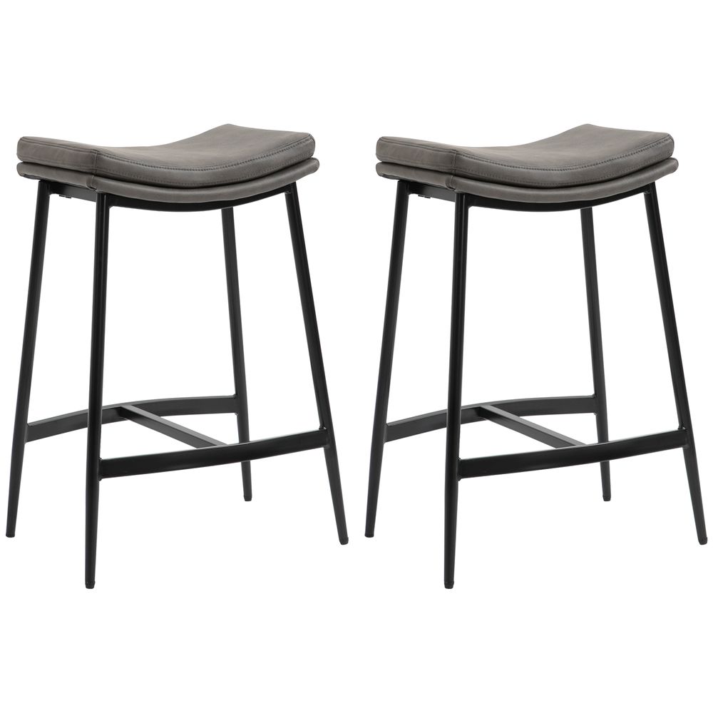 Elegance Meets Comfort: HOMCOM Set of 2 Upholstered Bar Stools in Grey