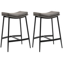 Load image into Gallery viewer, Elegance Meets Comfort: HOMCOM Set of 2 Upholstered Bar Stools in Grey
