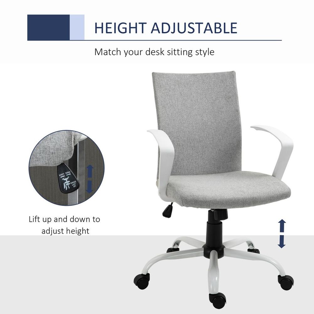 Light Grey Ergonomic Swivel Desk Chair - Adjustable Comfort for Home & Office