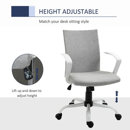 Light Grey Ergonomic Swivel Desk Chair - Adjustable Comfort for Home & Office