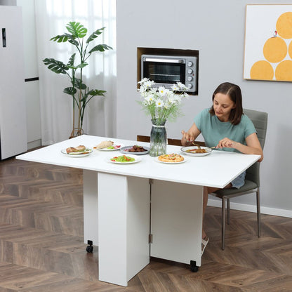 Versatile Folding Mobile Dining Table with Storage & Wheels - Space-Saving Design
