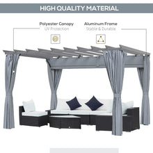 Load image into Gallery viewer, Outsunny 3.6x3m Aluminum Pergola Canopy with Retractable Curtains - Dark Grey
