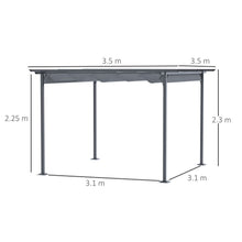 Load image into Gallery viewer, Versatile 3.5M Metal Pergola Gazebo with Easy Retractable Canopy – Grey Steel
