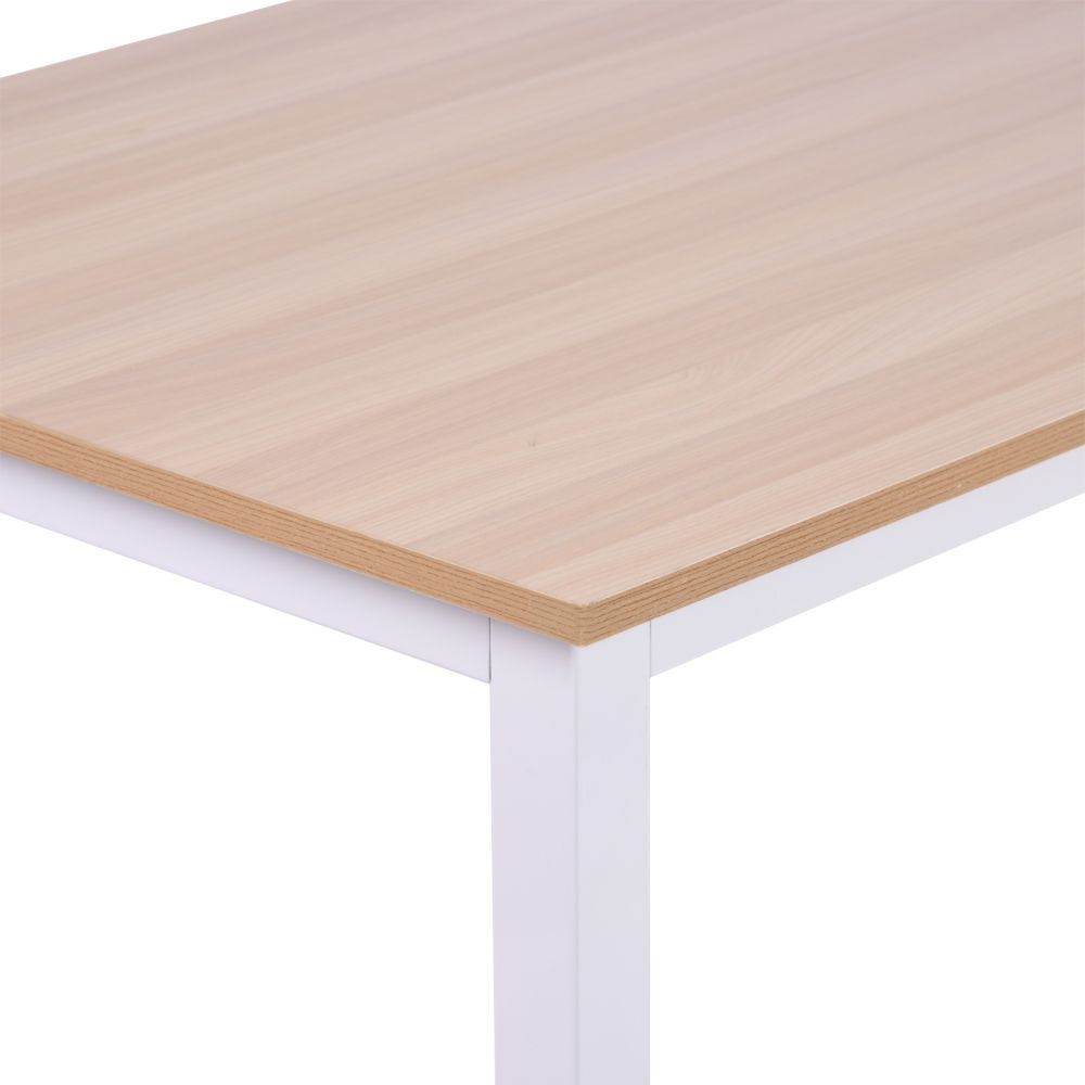 Modern Oak Grain Computer Desk with Durable White Metal Frame - Stylish & Functional
