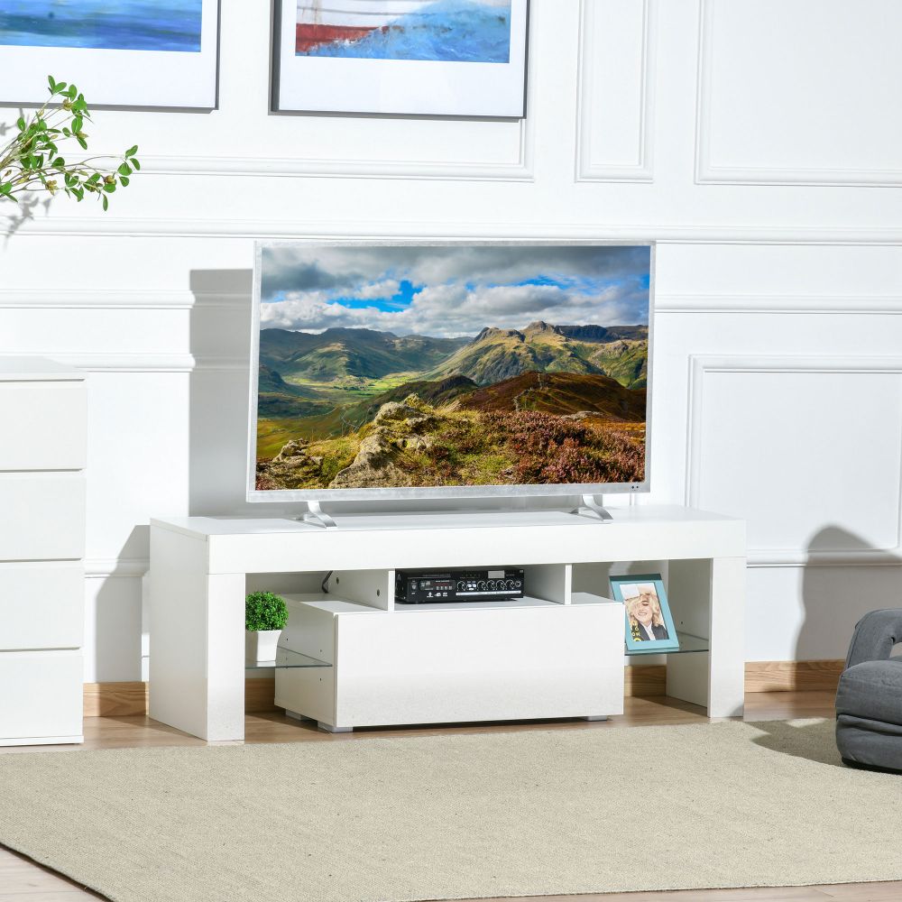HOMCOM LED RGB High Gloss TV Stand Cabinet - Future-Ready & Stylish