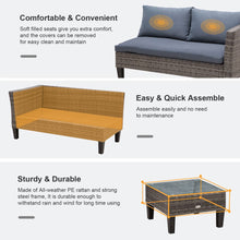 Load image into Gallery viewer, Stylish 3-Piece Outdoor Rattan Sofa Set with Coffee Table - Grey Comfort
