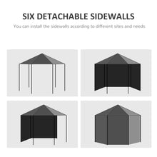 Load image into Gallery viewer, Outsunny 3.9m Hexagon Gazebo Canopy with 6 Removable Side Walls – Black
