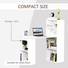 Load image into Gallery viewer, Modern White Computer Desk with Bookshelf – Stylish &amp; Space-Saving Workstation

