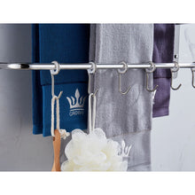 Load image into Gallery viewer, THREE Stagger Layers Towel Rack Upgraded with SIX Movable Hooks Stainless Steel Towel Bars Bathroom Accessories Set for Hanging Bath Sponge and Towels Bright Polishing 23.62 inches KJWY005YIN-60CM
