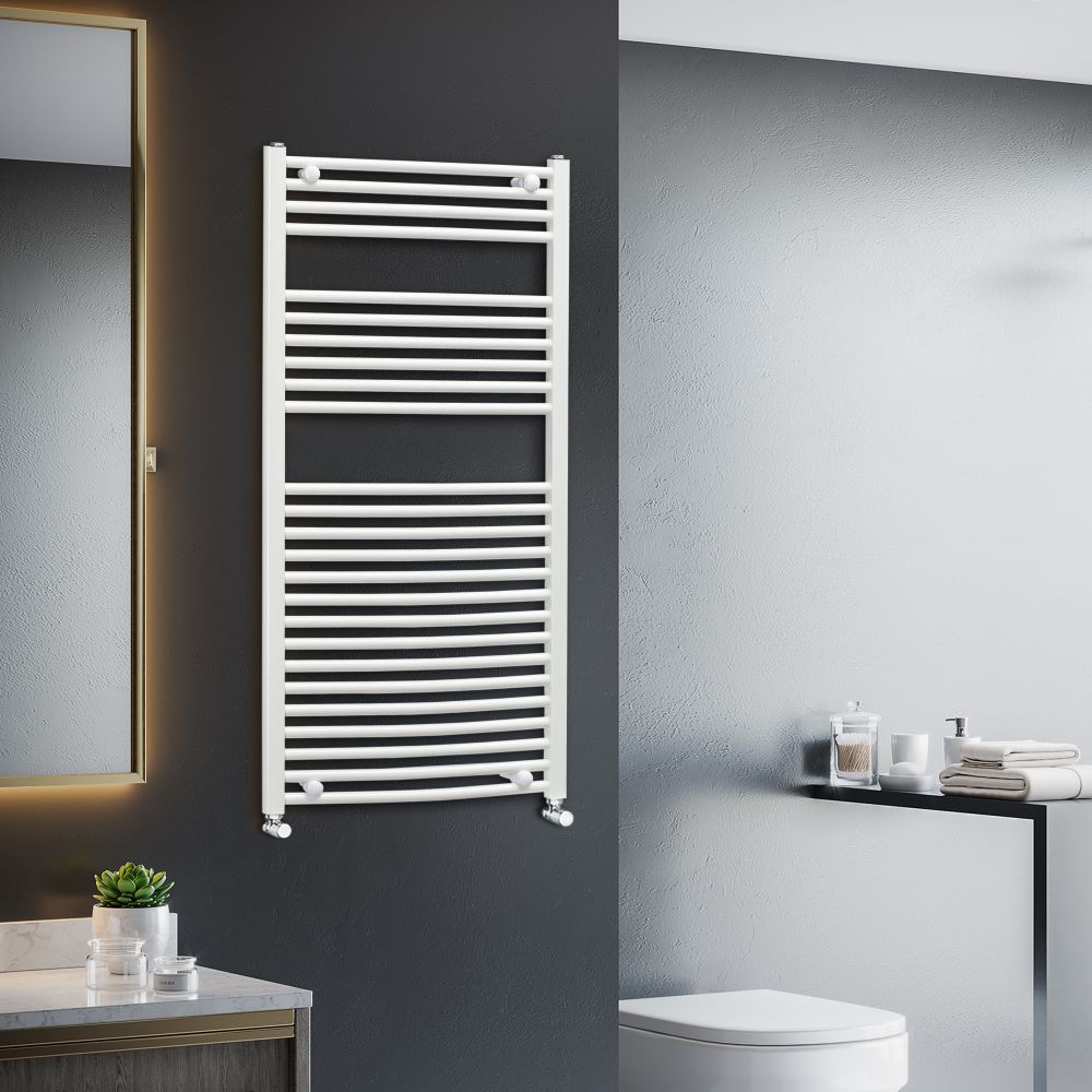 Luxury Heated Towel Rail - 600mm x 1200mm White Ladder Radiator by HOMCOM