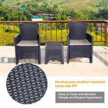 Load image into Gallery viewer, Elegant 3-Piece Rattan Garden Coffee Set with Cushions for Stylish Gatherings
