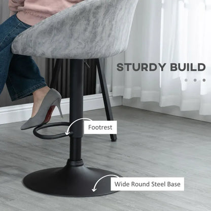 Modern Adjustable Swivel Bar Stools Set of 2 with Footrest - Light Grey