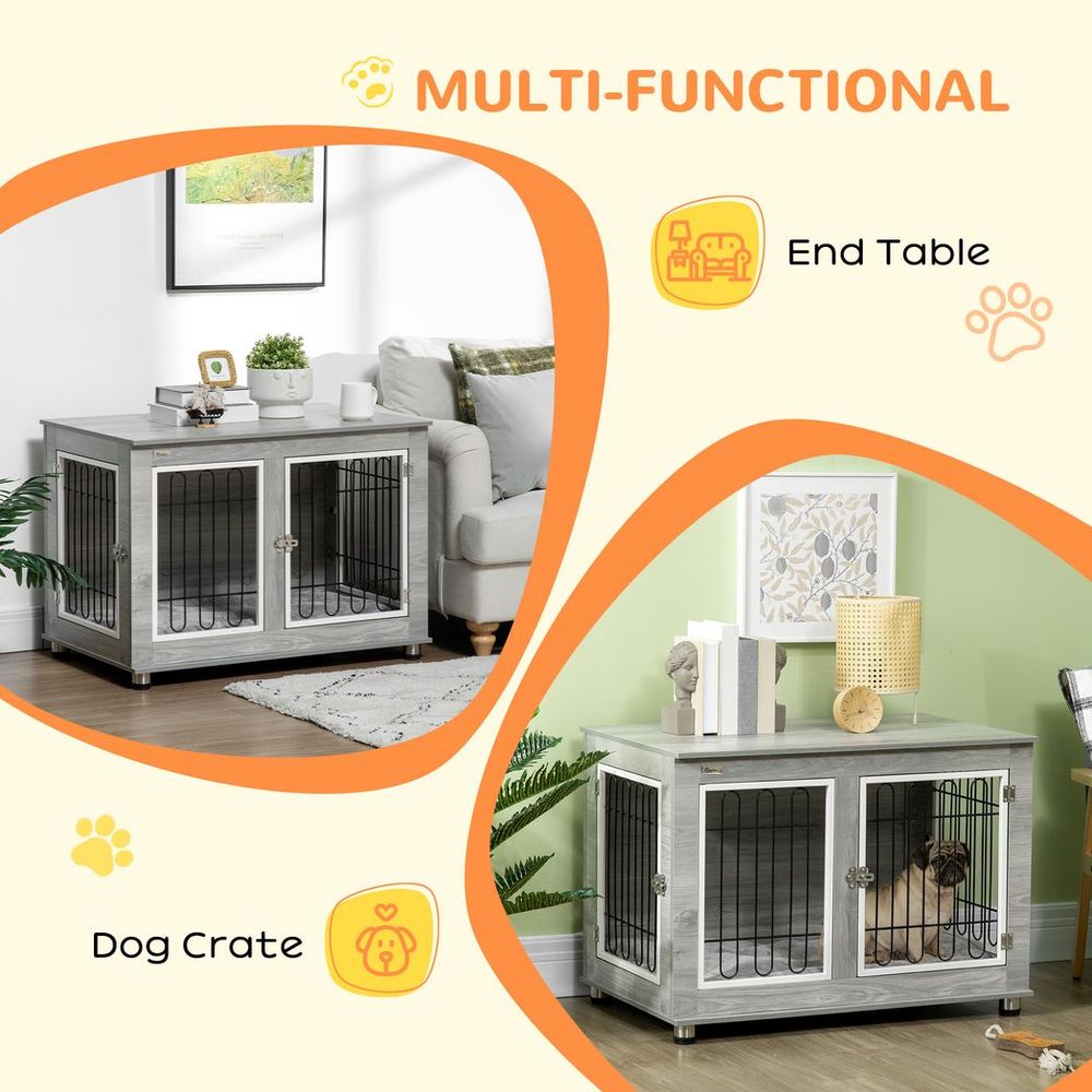 Stylish PawHut Dog Crate End Table: Cozy, Functional, and Secure for Pets!