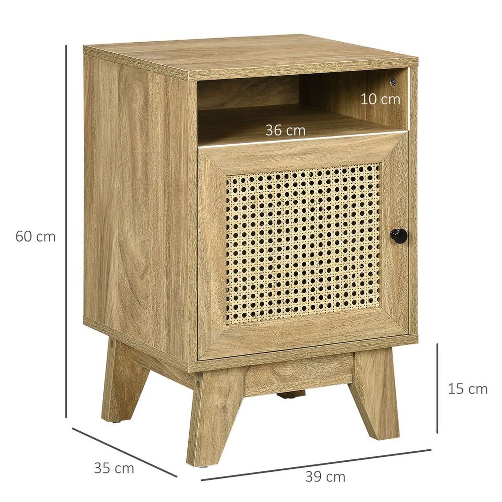 Chic Rattan Nightstand: Stylish Bedside Table with Storage & Natural Touch