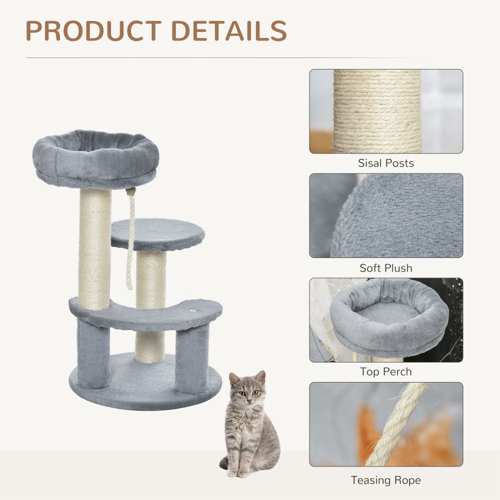 Deluxe Cat Tree: 2-Perch Play Center with Sisal Rope for Ultimate Feline Fun!