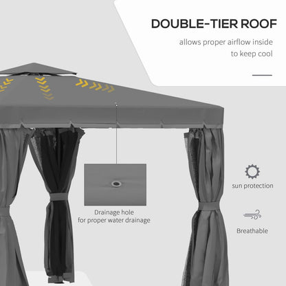 Elegant 3x3m 2-Tier Gazebo Canopy with Mosquito Net & Sturdy Aluminum Frame
