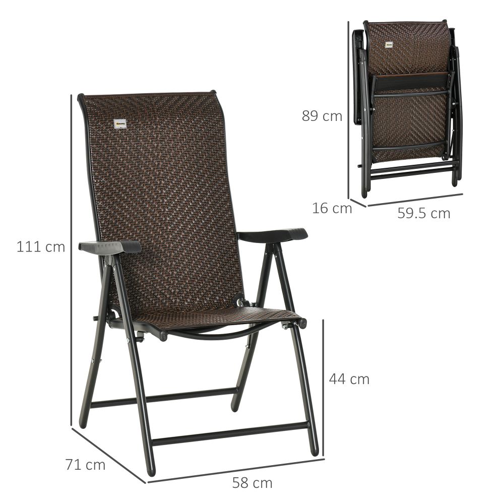 Set of 2 Adjustable Outdoor Rattan Chairs - Durable & Stylish for Patio Dining