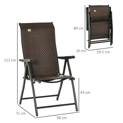 Set of 2 Adjustable Outdoor Rattan Chairs - Durable & Stylish for Patio Dining