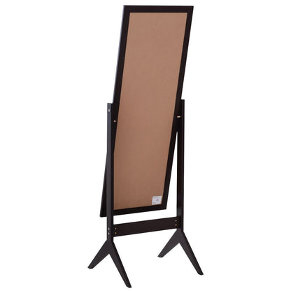 Elegant Freestanding Dressing Mirror with Adjustable Angle - Dark Brown Frame