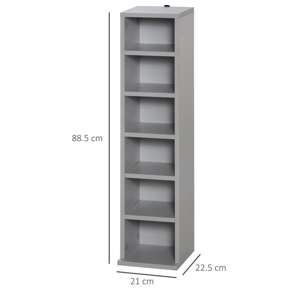 Dual Adjustable CD Media Tower Rack - Stylish Grey Storage Solution