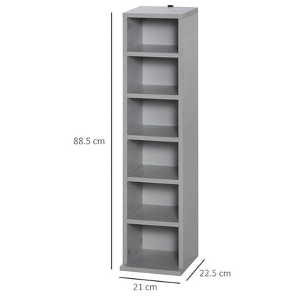 Dual Adjustable CD Media Tower Rack - Stylish Grey Storage Solution