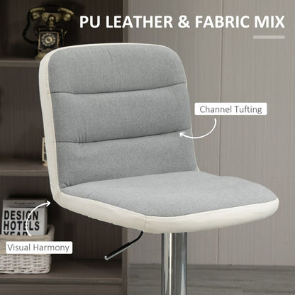 Bar stool Set of 2 Adjustable Height Upholstered Bar Chair Light Grey