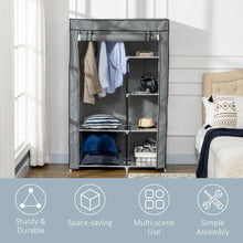 Load image into Gallery viewer, Light Grey Portable Fabric Wardrobe with 6 Shelves &amp; Hanging Rail - Multi-Storage
