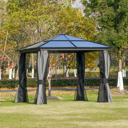 Premium 3x3m Hardtop Aluminium Gazebo with Curtains & Bug Netting