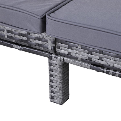 Double Adjustable Rattan Lounger Set with Cushions - Stylish Outdoor Comfort