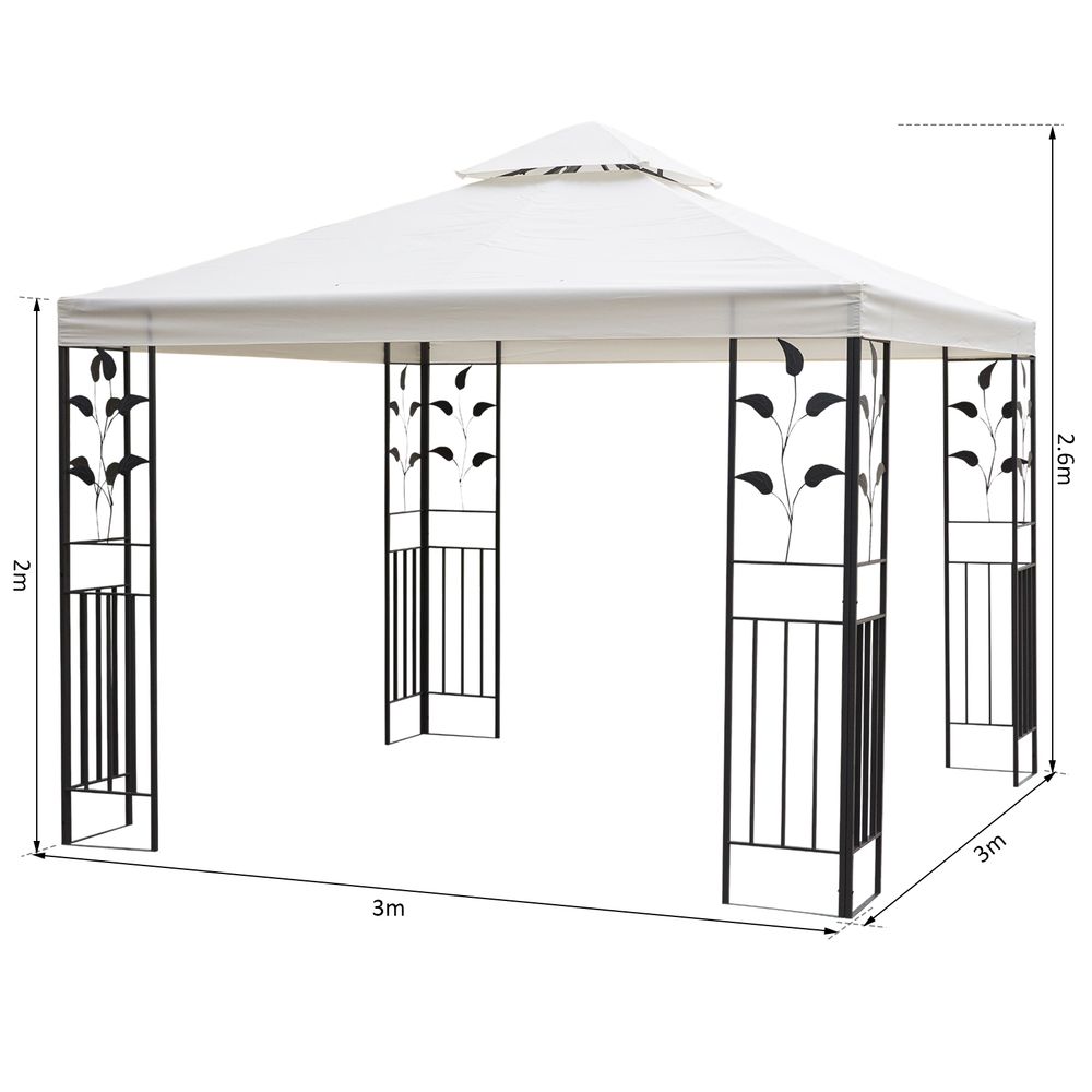 Elegant Cream 3m x 3m Vented Roof Metal Frame Garden Gazebo for Stylish Outdoor Living