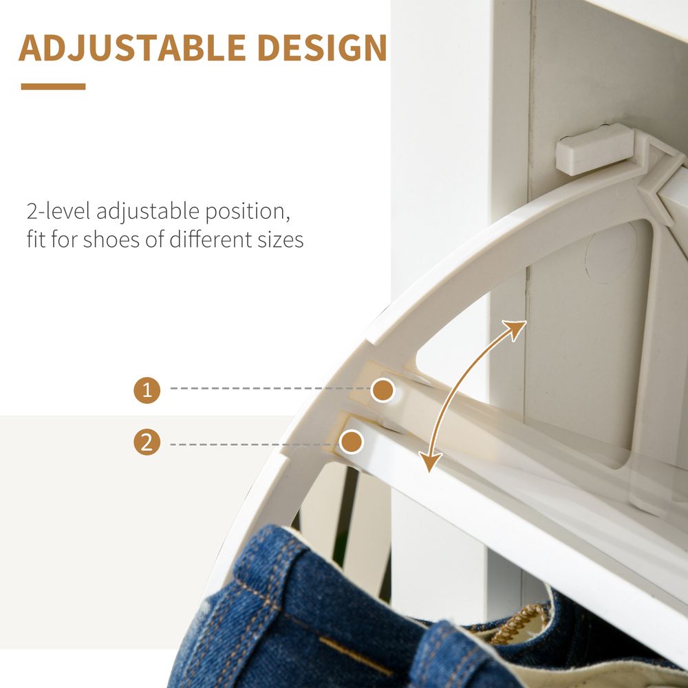 Stylish HOMCOM 12-Pair Shoe Storage Cabinet with 4 Shelves & 2 Drawers - White