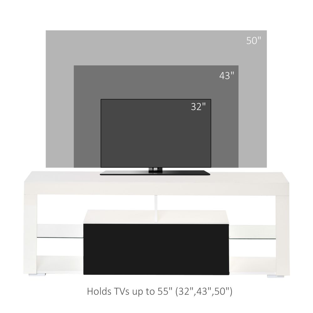 HOMCOM 140cm High Gloss TV Stand with RGB LED Lighting & Ample Storage