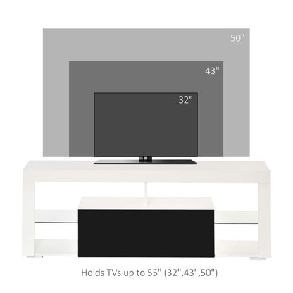 HOMCOM 140cm High Gloss TV Stand with RGB LED Lighting & Ample Storage