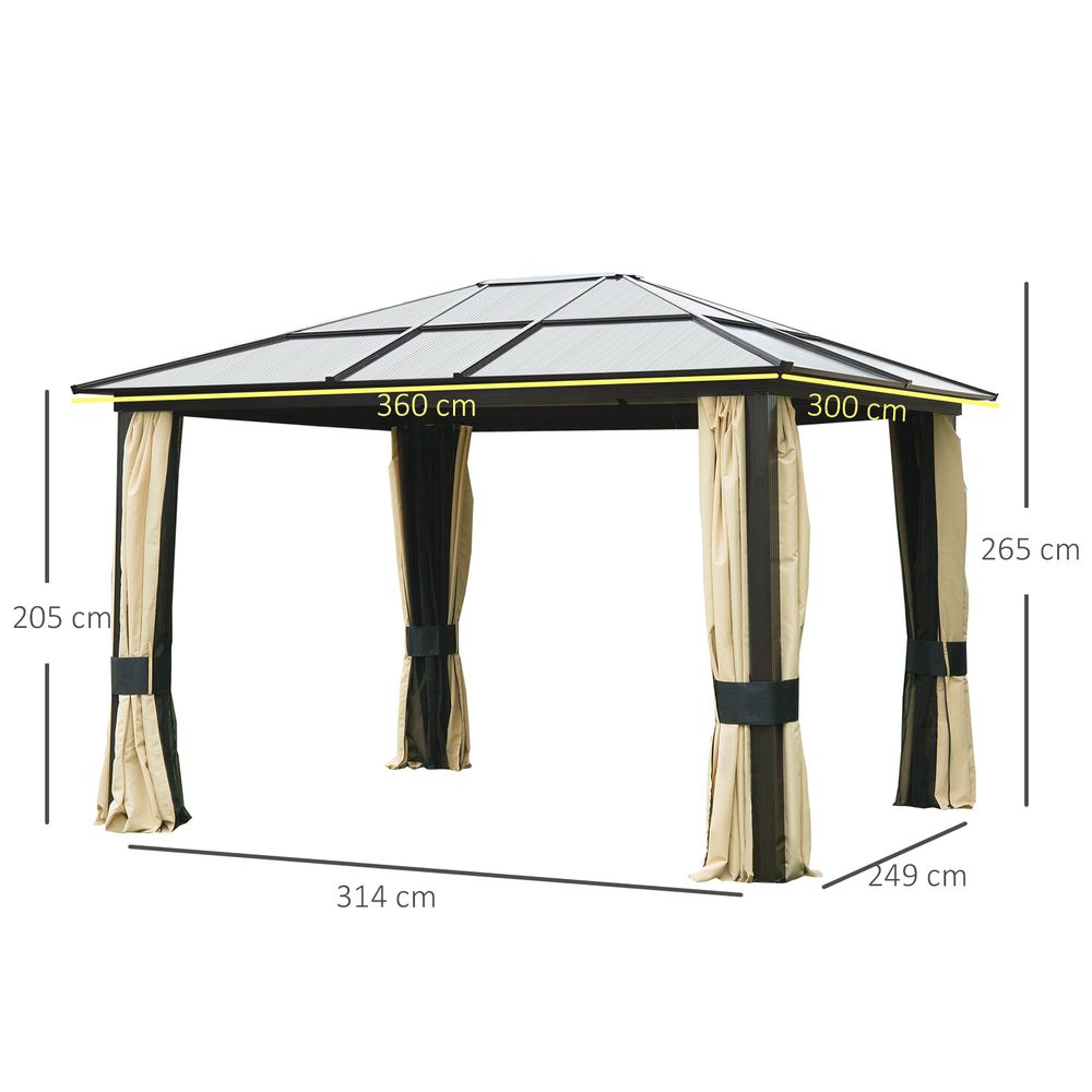Elegant 3x3.6m Brown/Beige Garden Party Gazebo with UV Resistant Roof