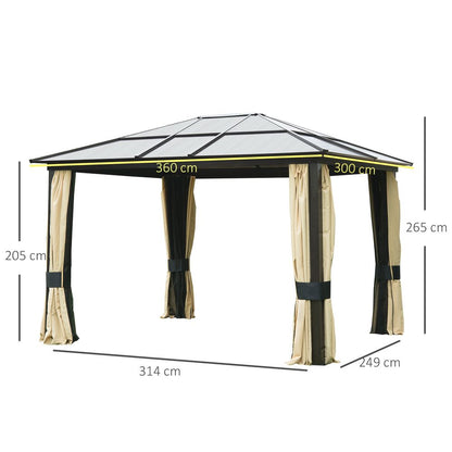 Elegant 3x3.6m Brown/Beige Garden Party Gazebo with UV Resistant Roof