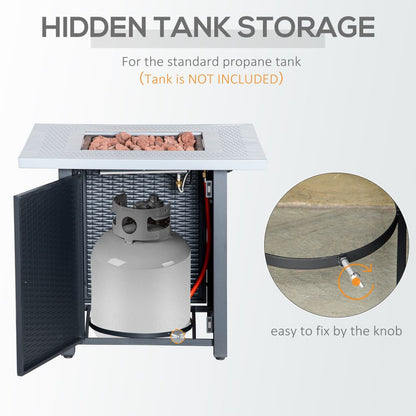 Elegant Rattan Square Propane Fire Pit Table – Smokeless Comfort & Style!