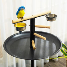 Load image into Gallery viewer, Portable Bird Play Stand with Wooden Perches &amp; Stainless Steel Feeder Bowls
