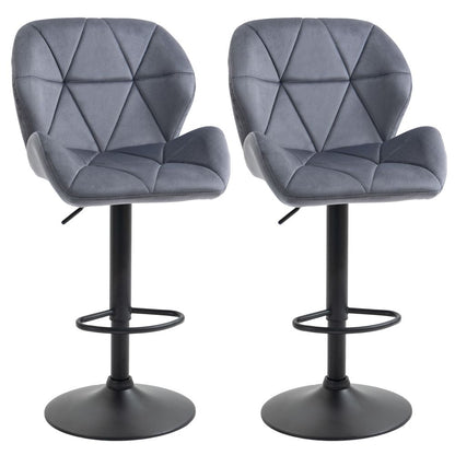 Elevate Your Space: Adjustable Height Dark Grey Bar Stool Set of 2