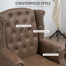 Load image into Gallery viewer, Vintage Chesterfield Wingback Accent Chair - Tufted Brown Elegance
