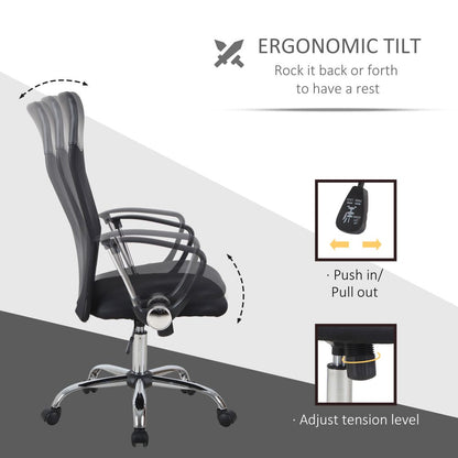 Executive Office Chair High Back Mesh Back Seat Desk Chairs, Black HOMCOM