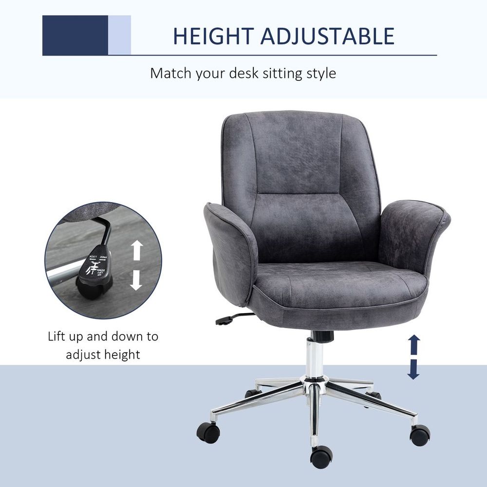 Vinsetto Ergonomic Swivel Desk Chair - Stylish Comfort in Deep Grey
