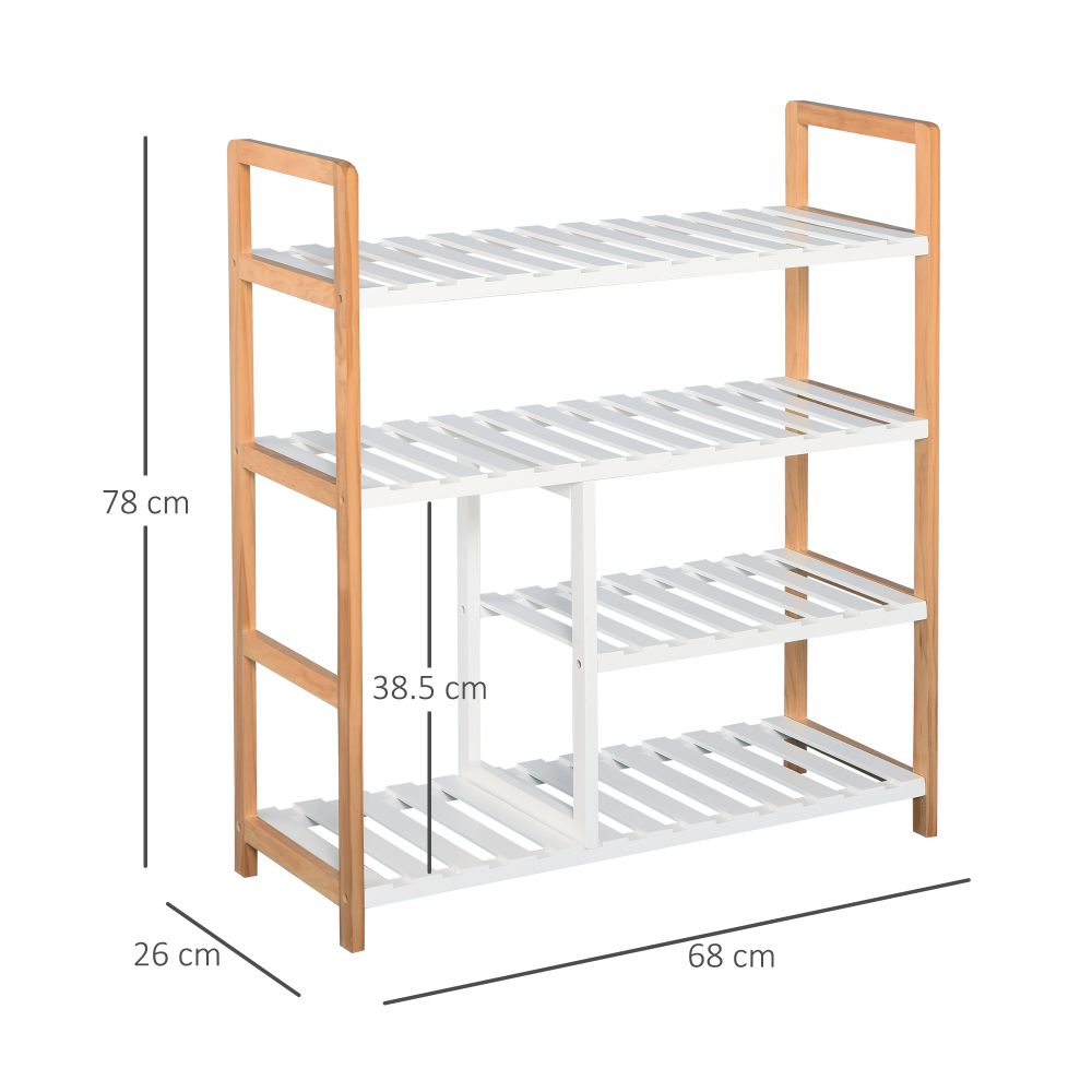Elegant 4-Tier Wooden Shoe Rack - Stylish Storage for 11 Pairs & Boots