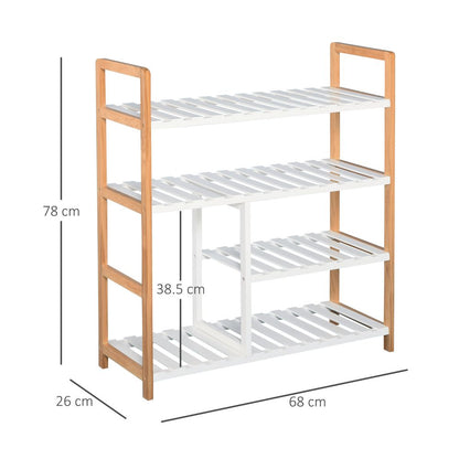 Elegant 4-Tier Wooden Shoe Rack - Stylish Storage for 11 Pairs & Boots