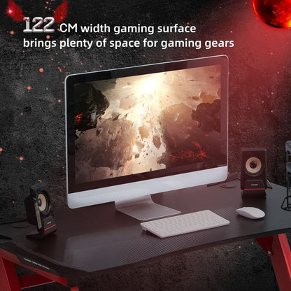 Ultimate Gaming Desk: Sleek Design with Cup Holder, Headphone Hook & Storage