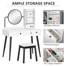 Load image into Gallery viewer, Elegant White Dressing Table Set with Storage Drawers &amp; Matching Stool
