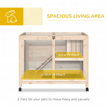 Load image into Gallery viewer, Natural Indoor Rabbit &amp; Guinea Pig Hutch with Openable Roof and Wheels
