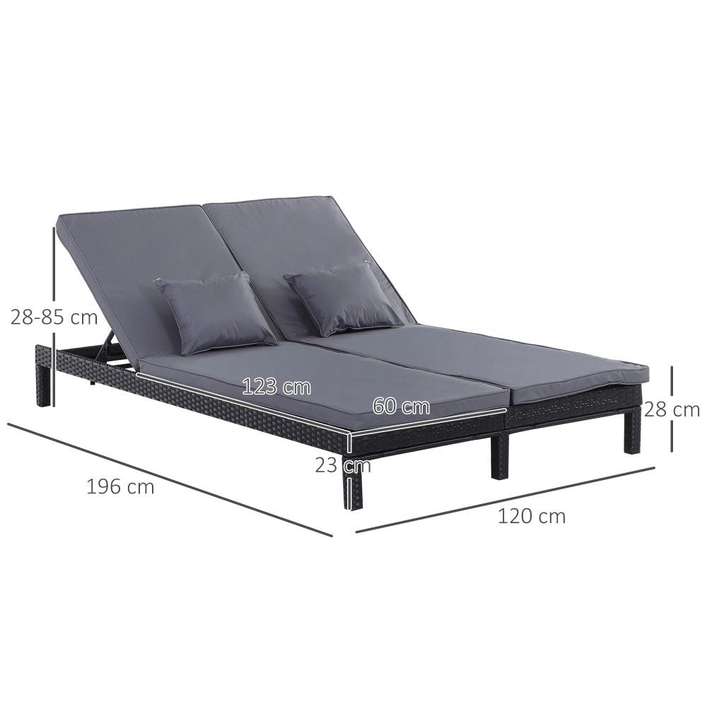 Adjustable Black Rattan Lounger Set - Ultimate Comfort for Sun-soaked Bliss