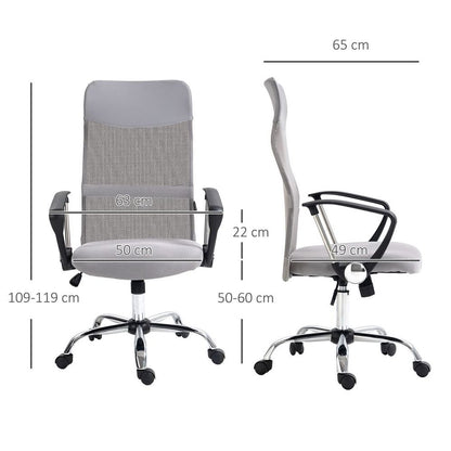 HOMCOM High Back Mesh Office Chair - Stylish Comfort in Light Grey